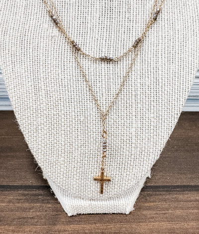 Cross Crystal Beaded Necklace
