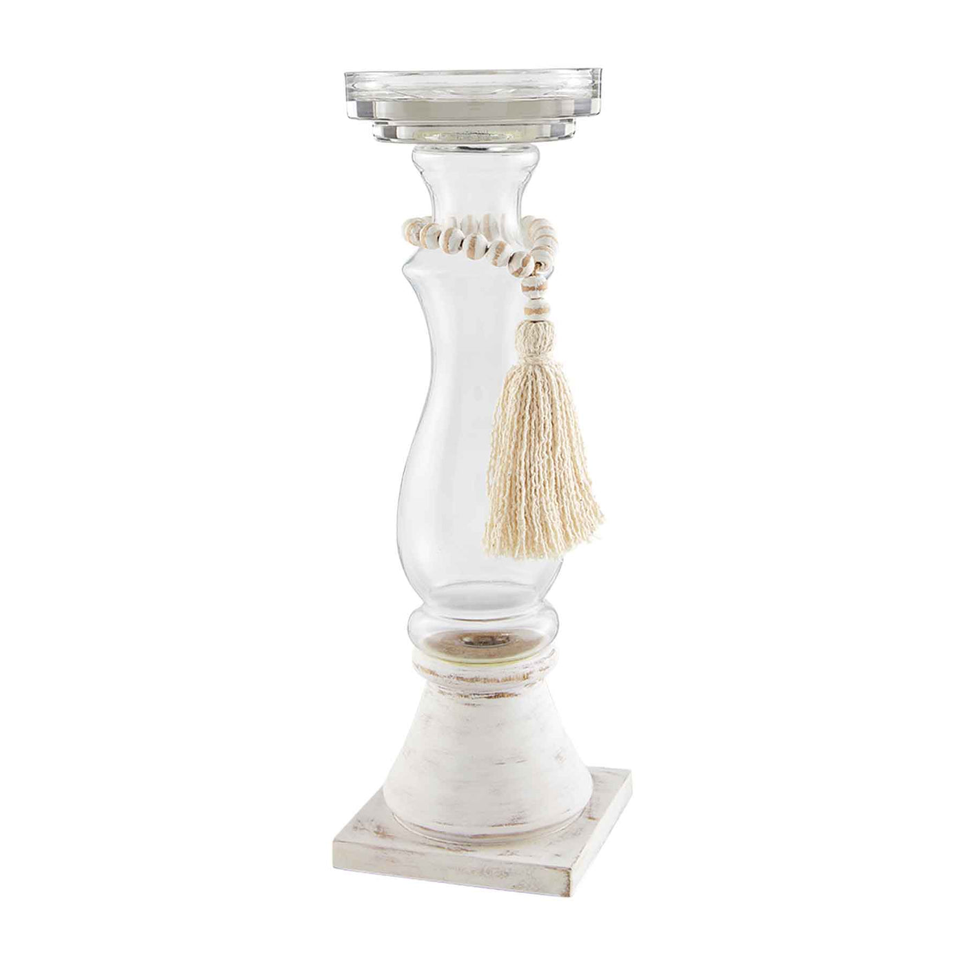 Glass and Wood Bead Candleholder