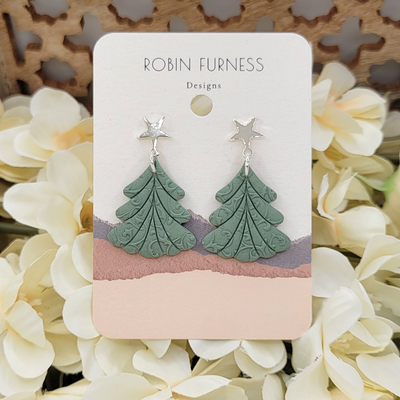 Star Christmas Tree Drop Earrings