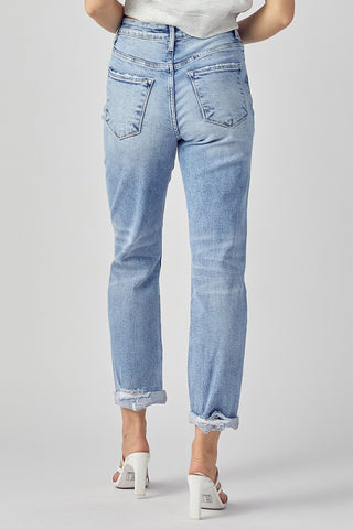 Risen Distressed Boyfriend Roll Up Hem Jean