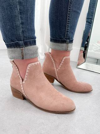 Spice It Up Bootie - Blush Faux Suede