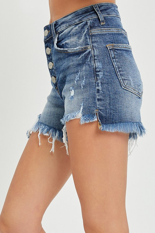 Go With You HR Distressed Denim Shorts