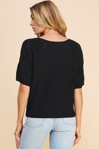 In The News Pointelle Detailed Sweater