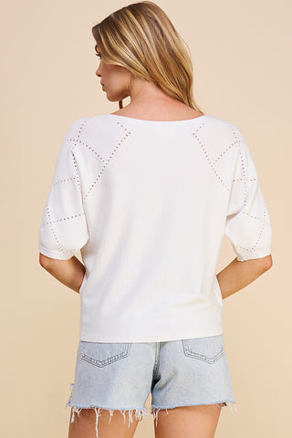 In The News Pointelle Detailed Sweater