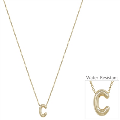 Bubble Textured Water Resistant Initial Necklace