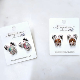 Crystal Bunny Post Earrings