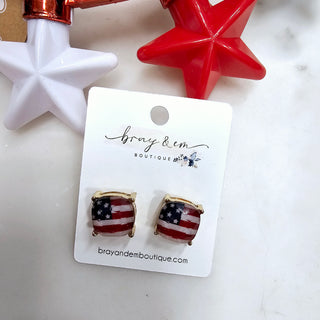 American Flag Eclipse Stud Earrings