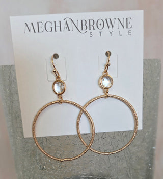 Halo Stone Hoop Earrings