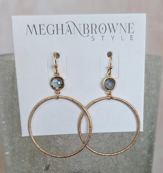 Halo Stone Hoop Earrings