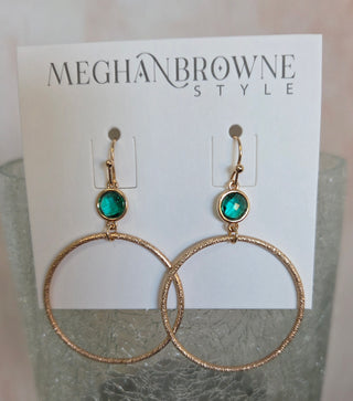 Halo Stone Hoop Earrings