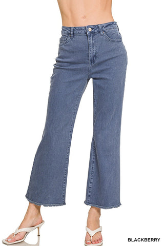 You're Cute HW Frayed Wide Leg Jeans
