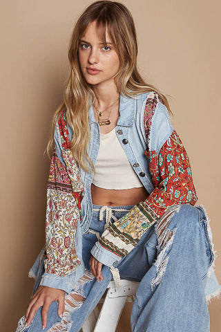 Doesn't Add Up Floral Denim Top