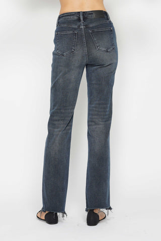 Judy Blue HW Button Fly Straight Jeans