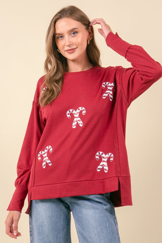 FINAL SALE: Peppermint Crush Sequin Sweatshirt