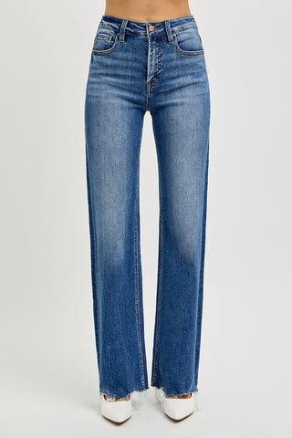 Risen HR Fray Theory Wide Leg Jeans