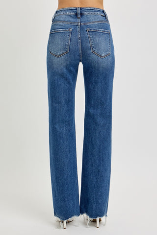 Risen HR Fray Theory Wide Leg Jeans
