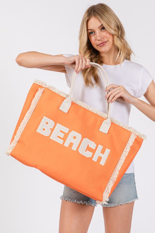 Beach Charm Fringe Tote Bag
