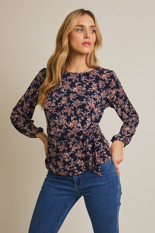 FINAL SALE: Give Grace Waist Tie Floral Top