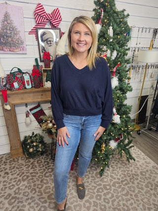 Totally Eager Ribbed V-Neck Top