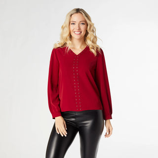 Chloe V-Neck Studded Blouse