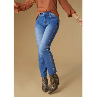 Abigail Straight Ankle Embroidered Jeans