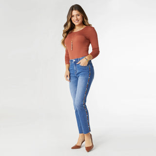 Abigail Straight Ankle Embroidered Jeans