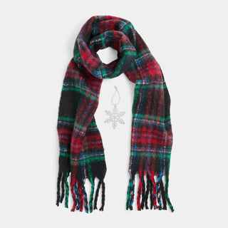 Winter Moments Plaid Scarf & Ornament Set