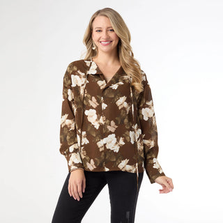 Denisa Sheer Floral Print Blouse