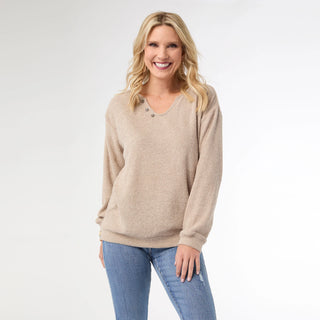 Super Skyler V-Neck Textured Top