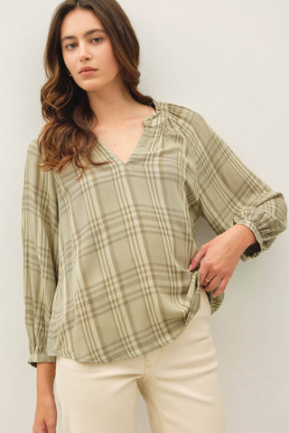 Plaid Poetry Peasant Blouse