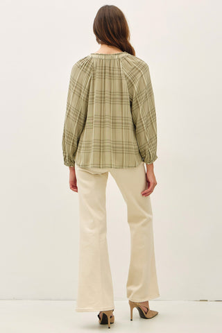Plaid Poetry Peasant Blouse