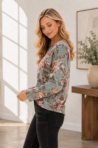 Sage Bloom Henley Top