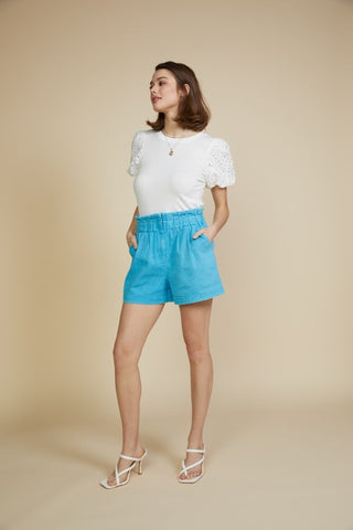 Paperbag Denim Shorts