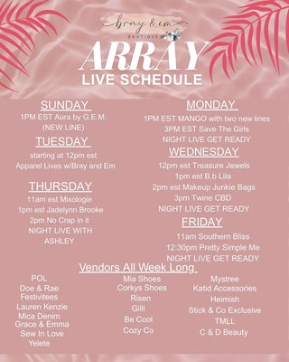 30A ARRAY SCHEDULE