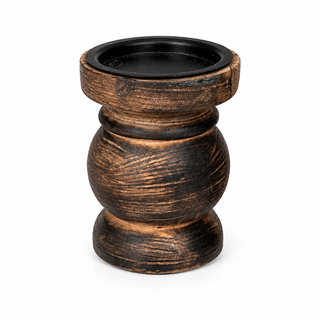 Rustic Brown Wash Wooden Candle Holders