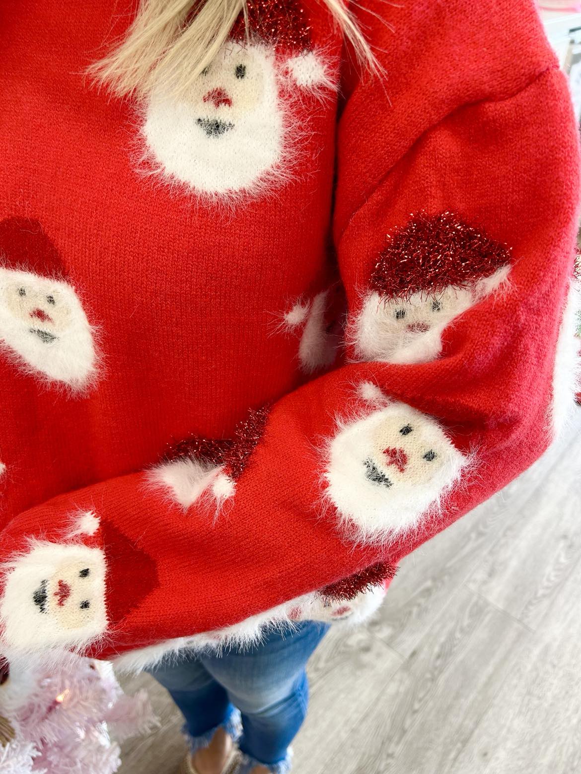 Fuzzy Santa Holiday Sweater