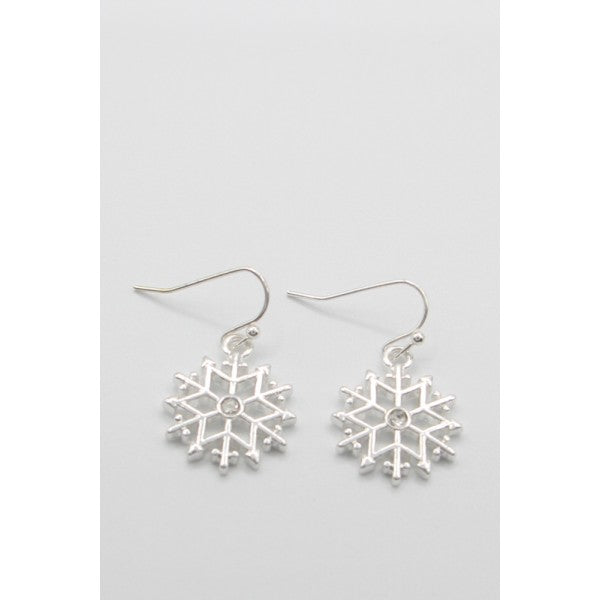 Silver Snowflake Dangle Earrings