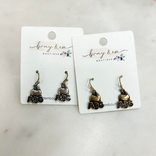 Hammered Metal Pendant Teacher Earring