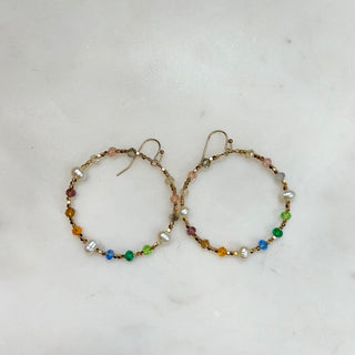 Pearl & Crystal Beaded Hoop Earrings