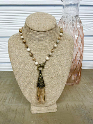 Stone Bead Crystal Pendant Necklace