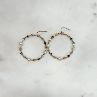 Pearl & Crystal Beaded Hoop Earrings