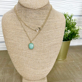 Stone Pendant Arrow Layered Necklace