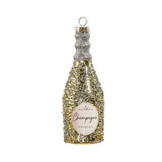 Glittered Champagne Bottle Ornament-5"