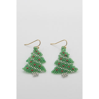 Beaded Christmas Tree Earrings