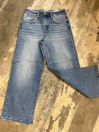 Elevated denim with a unique twist — the RISEN HR Crop Embroidered Wide Jeans are designed to stand out while keeping things effortlessly wearable. Featuring a flattering high-rise fit and cropped wide leg silhouette, these jeans offer a modern, on-trend look.

Intricate embroidered detailing along the pockets adds a subtle yet eye-catching touch, while the medium wash and soft denim feel make them perfect for everyday styling.

DETAILS:

• High-rise waist
• Cropped wide leg silhouette
• Medium wash denim
