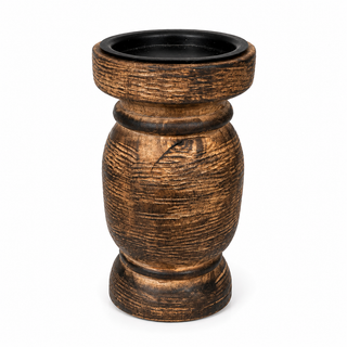 Rustic Brown Wash Wooden Candle Holders