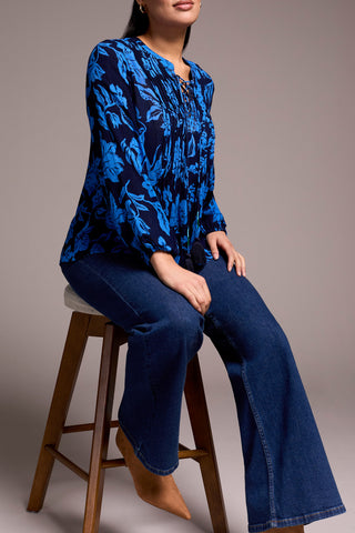 TRIBAL Midnight Bloom Peasant Blouse