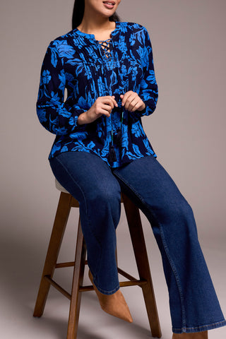 TRIBAL Midnight Bloom Peasant Blouse