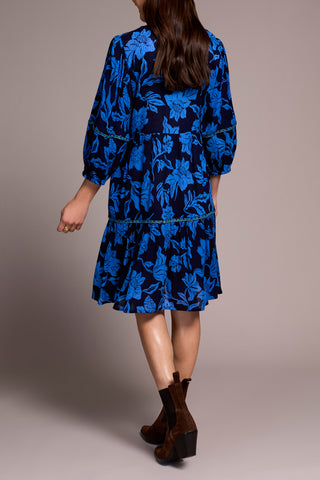 TRIBAL Blue Bloom Tiered Dress