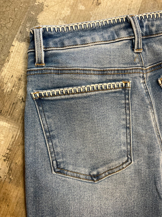 RISEN HR Crop Embroidered Wide Jeans